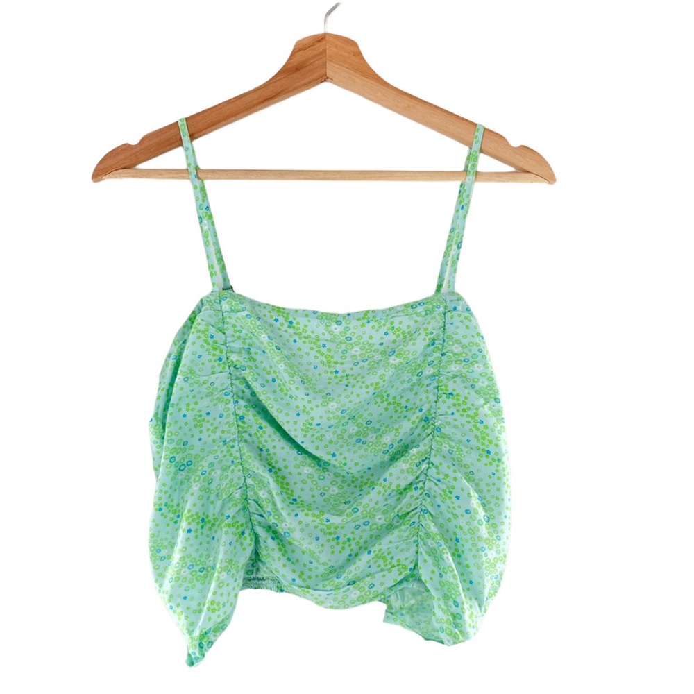 BP blue green floral ruched crop top!!